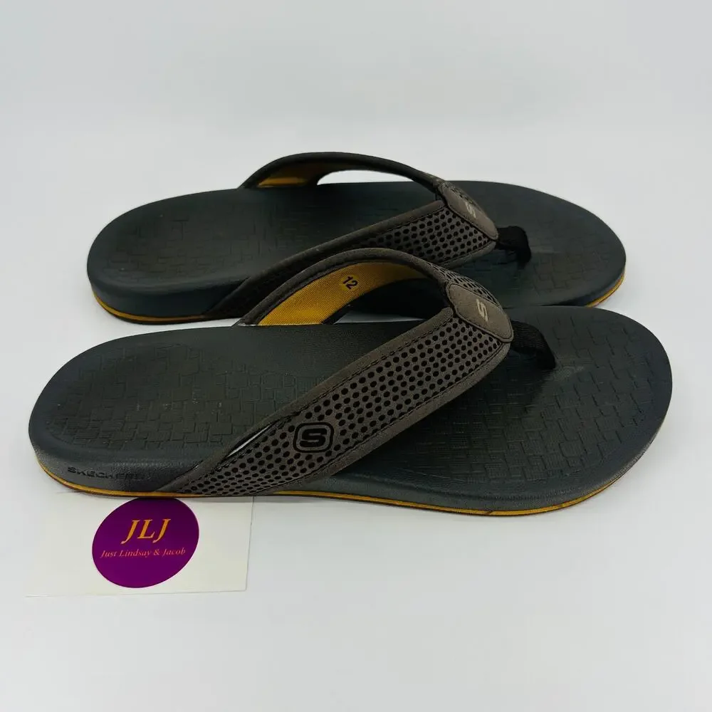 Skechers Men's Relaxed Fit: Pelem - Emiro Thong Sandals Dark Brown 65093 Size 12